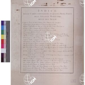ATLANTE MARITTIMO DELLE DUE SICILIE DISEGNATO PER ORDINE DEL RE DA D. GIO. ANTONIO RIZZI ZANNONI PARTE PRIMA MDCCXCII - INDICE DELLE TAVOLE