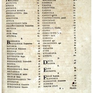 THEATRUM ORBIS TERRARUM (ATLANTE DELL' ORTELIO) A COLORI - INDEX TABULARUM A - F