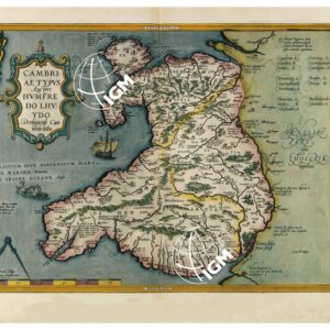 THEATRUM ORBIS TERRARUM (ATLANTE DELL' ORTELIO) A COLORI - CAMBRIÆ TYPUS AUCTORE HUMFREDO CHUYDO DENBYGIENSE CAMBROBITANO TAVOLA 13