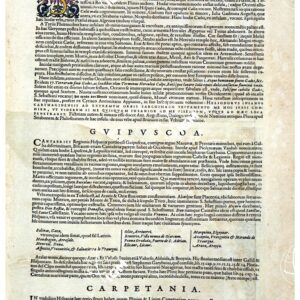 THEATRUM ORBIS TERRARUM (ATLANTE DELL' ORTELIO) A COLORI - GADES, GUIPUSCOA, CARPETANIA  TESTO