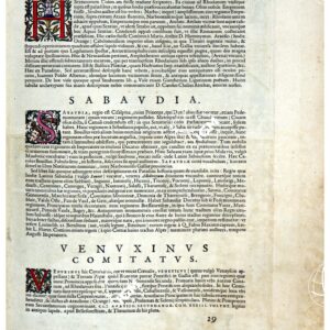THEATRUM ORBIS TERRARUM (ATLANTE DELL' ORTELIO) A COLORI - GALLIÆ NARBONENSIS ORA MARITIMA, SABAUDIA, VENUXINUS COMITATUS  TESTO