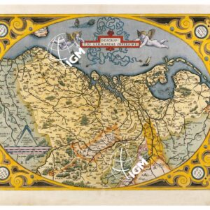 THEATRUM ORBIS TERRARUM (ATLANTE DELL' ORTELIO) A COLORI - DESCRIPTIO GERMANIA INFERIORE TAVOLA 34
