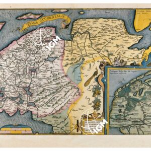 THEATRUM ORBIS TERRARUM (ATLANTE DELL' ORTELIO) A COLORI - FRISIA OCCIDENTALIS  TAVOLA 46