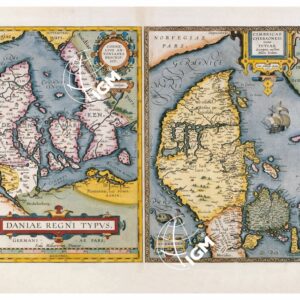 THEATRUM ORBIS TERRARUM (ATLANTE DELL' ORTELIO) A COLORI - DANIA, CIMBRICA CHERSONESUS TAVOLA 48