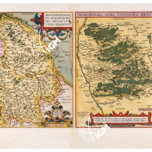 THEATRUM ORBIS TERRARUM (ATLANTE DELL' ORTELIO) A COLORI - BRUNSUICI ET LUNEBURGENSIS DUCATUS, NUREMBERGENSIS AGRI DESCRIPTIO  TAVOLA 58