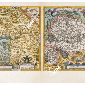 THEATRUM ORBIS TERRARUM (ATLANTE DELL' ORTELIO) A COLORI - SVEVIÆ CIRCULUS, BASILIENSE TERRITORIUM TAVOLA 68