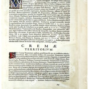 THEATRUM ORBIS TERRARUM (ATLANTE DELL' ORTELIO) A COLORI - CREMONENSIS AGER, CREMÆ TERRITORIUM TESTO