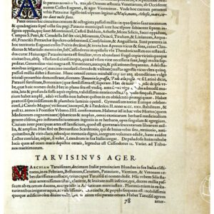 THEATRUM ORBIS TERRARUM (ATLANTE DELL' ORTELIO) A COLORI - PATAVINUM TERRITORIUM, TARVISINUS AGER  TESTO FRONTE