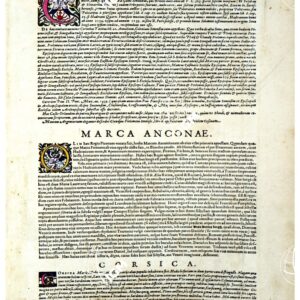 THEATRUM ORBIS TERRARUM (ATLANTE DELL' ORTELIO) A COLORI - SENÆ URBIS TERRITORIUM, MARCA ANCONÆ, CORSICA  TESTO