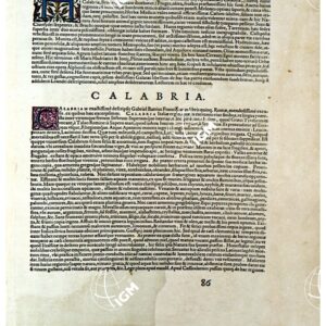 THEATRUM ORBIS TERRARUM (ATLANTE DELL' ORTELIO) A COLORI - APULIA, CALABRIA  TESTO