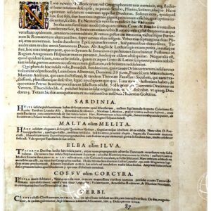 THEATRUM ORBIS TERRARUM (ATLANTE DELL' ORTELIO) A COLORI - SICILIA, SARDINIA, MALTA OLIM MELITA, ELBA OLIM ILVA, CORFÙ OLIM CORCYRA, ZERBI TESTO