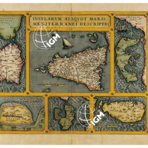 THEATRUM ORBIS TERRARUM (ATLANTE DELL' ORTELIO) A COLORI - SICILIA, SARDINIA, MALTA OLIM MELITA, ELBA OLIM ILVA, CORFÙ OLIM CORCYRA, ZERBI TAVOLA 87