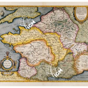 THEATRUM ORBIS TERRARUM (ATLANTE DELL' ORTELIO) A COLORI - GALLIA STRABONIS, CETERORUMQ  TAVOLA - F