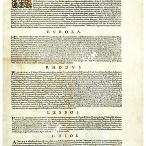 THEATRUM ORBIS TERRARUM (ATLANTE DELL' ORTELIO) A COLORI - CYPRUS, EUBOEA, RHODUS, LESBOS, CHIOS TESTO