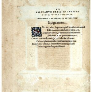 THEATRUM ORBIS TERRARUM (ATLANTE DELL' ORTELIO) A COLORI - AD ABRAHAM ORTELIUM ENTHEUM  EPIGRAMMA