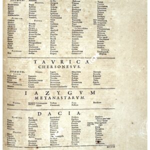 THEATRUM ORBIS TERRARUM (ATLANTE DELL' ORTELIO) A COLORI - SICILIA, SARMATIA EUROPEA, TAURICA, IARYGUM, DACIA INDICE