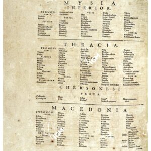 THEATRUM ORBIS TERRARUM (ATLANTE DELL' ORTELIO) A COLORI - MYSIA SUPERIOR, MYSIA INFERIOR, THRACIA, CHERSONESI, MACEDONIA INDICE