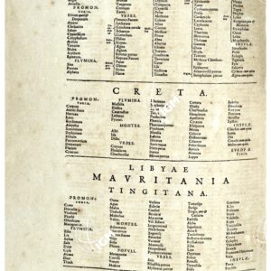 THEATRUM ORBIS TERRARUM (ATLANTE DELL' ORTELIO) A COLORI - PELOPONNESUS, CRETA, LIBYÆ, MAURITANIA TINGITANA INDICE