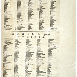 THEATRUM ORBIS TERRARUM (ATLANTE DELL' ORTELIO) A COLORI - MAURITANIA CÆSARIENSIS, AFRICA, QUÆ & NUMIDIA INDICE