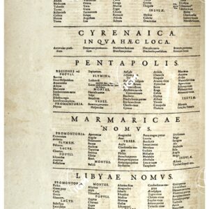 THEATRUM ORBIS TERRARUM (ATLANTE DELL' ORTELIO) A COLORI - NUMIDIA, CYRENAICA,PENTAPOLIS, MARMARICA, LIBYÆ NOMUS INDICE