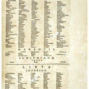 THEATRUM ORBIS TERRARUM (ATLANTE DELL' ORTELIO) A COLORI - LIBYÆ NOMUS, ÆGYPTUS, MAREOTIS, LIBYA INFERIOR INDICE