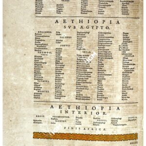 THEATRUM ORBIS TERRARUM (ATLANTE DELL' ORTELIO) A COLORI - LIBYA INFERIOR,ÆTHIOPIA SUBÆGYPTO, ÆTHIOPIA INTERIOR INDICE