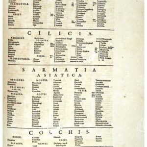THEATRUM ORBIS TERRARUM (ATLANTE DELL' ORTELIO) A COLORI - ARMENIA MINOR, CILICIA, SARMATIA ASIATICA, COLCHIS INDICE