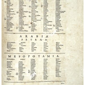 THEATRUM ORBIS TERRARUM (ATLANTE DELL' ORTELIO) A COLORI - SYRIA, ARABIA PETRÆA, MESOPOTAMIA INDICE