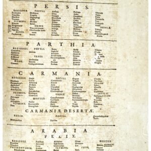THEATRUM ORBIS TERRARUM (ATLANTE DELL' ORTELIO) A COLORI - SUSIANA, PERSIS, PARTHIA, CARMANIA, CARMANIA DESERTA, ARABIA FELIX INDICE