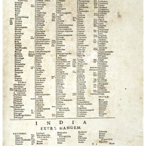THEATRUM ORBIS TERRARUM (ATLANTE DELL' ORTELIO) A COLORI - INDIA INTRA GANGEM, INDIA EXTRA GANGEM INDICE