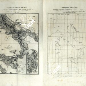 ATLANTE BACLER D'ALBE CARTE GENERALE DES ROYAUMES DE NAPLES, SICILIE ET SARDAIGNE EN 24 FEUILLES - TAVOLA DI ASSEMBLAGGIO FOGLIO 1