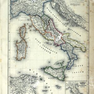 ATLANTE ORO-IDROGRAFICO COROGRAFICO E STORICO DELL' ITALIA ANNI dal 1138 a dopo il 1870 - L' ITALIA ANTICA SECONDO ENRICO KIEPERT TAVOLA I