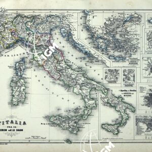 ATLANTE ORO-IDROGRAFICO COROGRAFICO E STORICO DELL' ITALIA ANNI dal 1138 a dopo il 1870 - L' ITALIA FRA IL 1270 E IL 1450 TAVOLA VI
