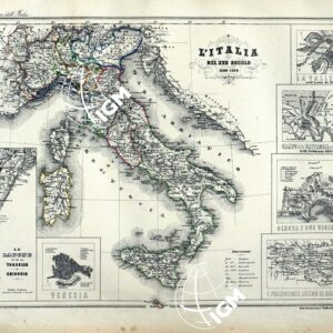 ATLANTE ORO-IDROGRAFICO COROGRAFICO E STORICO DELL' ITALIA ANNI dal 1138 a dopo il 1870 - L' ITALIA NEL XVII° SECOLO 1600 - 1700 TAVOLA VII