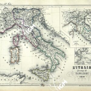 ATLANTE ORO-IDROGRAFICO COROGRAFICO E STORICO DELL' ITALIA ANNI dal 1138 a dopo il 1870 - L' ITALIA AL TEMPO DI NAPOLEONE 1810 TAVOLA VIII