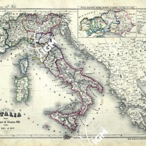 ATLANTE ORO-IDROGRAFICO COROGRAFICO E STORICO DELL' ITALIA ANNI dal 1138 a dopo il 1870 - L' ITALIA DOPO I TRATTATI DI VIENNA 1815 OSSIA DAL 1815 AL 1859 TAVOLA IX