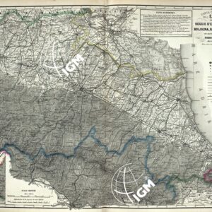 ATLANTE ORO-IDROGRAFICO COROGRAFICO E STORICO DELL' ITALIA ANNI dal 1138 a dopo il 1870 - CARTA COROGRAFICA DELL' EMILIA CON LE PROVINCIE DI REGGIO EMILIA, MODENA, BOLOGNA, RAVENNA E FORLÌ