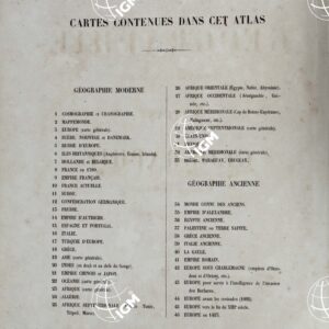 ATLAS DE GEOGRAPHIE ANCIENNE ET MODERNE - INDICE