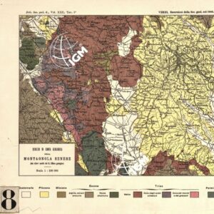 SCHIZZO DI CARTA GEOLOGICA DELLA MONTAGNOLA SENESE DAI RILIEVI INEDITI DEL R. UFFICIO GEOLOGICO.