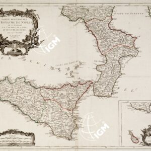 PARTIE MERIDIONALE DU ROYAUME DE NAPLES OU SE TROUVENT LA CALABRE ET L'ISLE ET ROYAUME DE SICILE PAR LE S.R ROBERT. A VENISE. PAR P. SANTINI, 1779 CHEZ M.R REMONDINI - Regno di Napoli