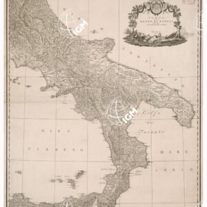 CARTA DEL REGNO DI NAPOLI INDICANTE LA DIVISIONE DELLE XIV SUE PROVINCIE. RIZZI ZANNONI, 1807