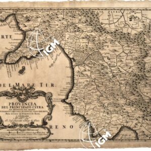 PROVINCIA DEL PRINCIPATO CITRA GIA' DELINEATA DAL MAGINI E NUOVAMENTE AMPLIATA SECONDO LO STATO PRESENTE. DATA IN LUCE DA DOMENICO DE ROSSI E DEDICATA ALL'ILL.MO SIG.RE IL SIG.R AVOCATO DIEGO DE PACE.