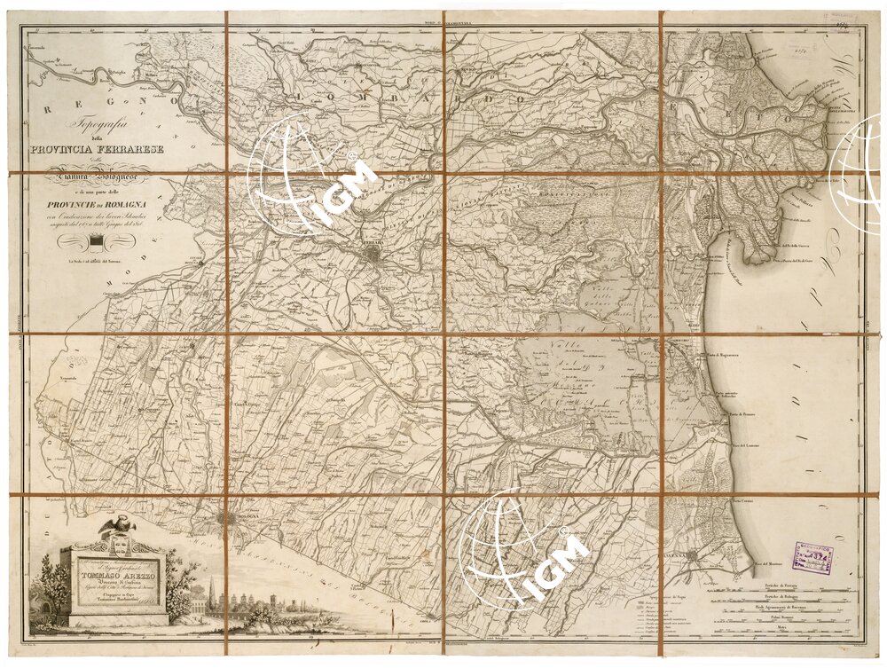 TOPOGRAFIA DELLA PROVINCIA FERRARESE DELLA PIANURA BOLOGNESE E DI UNA PARTE DELLE PROVINCIE DI ROMAGNA CON L'INDICAZIONE DEI LAVORI IDRAULICI