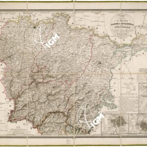 CARTA COROGRAFICA DEI DUCATI DI PARMA, PIACENZA E GUASTALLA DIVISA IN 5 TERRITORI E INDICANTE I LUOGHI CON PARROCCHIA, I PAESI DOVE SI TIENE FIERA O MERCATO, ECC., ECC., DEDICATA ALL'ILL.MO BARONE GAETANO TESTA, ECC.