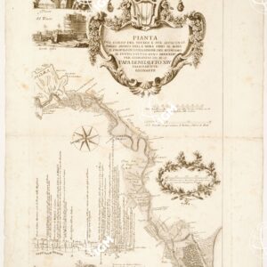 PIANTA DEL CORSO DEL TEVERE E SUE ADIACENZE DALLO SBOCCO DELLA NERA FINO AL MARE E PROFILO DI LIVELLAZIONE DEL MEDESIMO IL TUTTO FATTO L'ANNO MDCCXLIV PER COMANDO DI N. S. PAPA BENEDETTO XIV FELICEMENTE REGNANTE - Foglio 1 (bis)