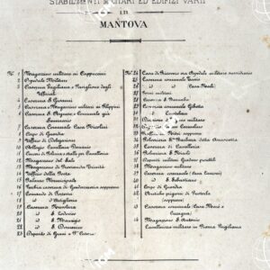 CARTA DEI DINTORNI DI MANTOVA ALLA SCALA DI 1:10.000. (s. d., s. a.) - Elenco stabilimenti ed edifici