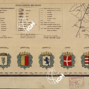 CARTA COROGRAFICA ITINERARIA E STATISTICA DEL REGNO LOMBARDO-VENETO... - A 6 - stemmi e spiegazione dei segni