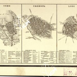 CARTA COROGRAFICA ITINERARIA E STATISTICA DEL REGNO LOMBARDO-VENETO... - C 7 Como-Cremona-Lodi