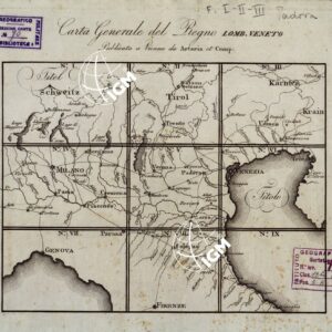 CARTA TOPOGRAFICA DEL REGNO LOMBARDO VENETO CON IL PARMIGIANO GENOVESATO... - Quadro d'unione