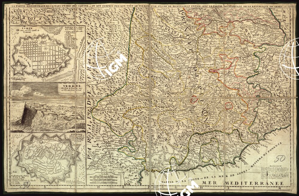 LA PARTIE MERIDIONALE DES ESTATS DU DUC DE SAVOY ECC., OU EST COMPRIS PRESQUE TOUT LE PIEMONT, LE DUCHE DE MONFERRAT ENTIER, AVEC LA PARTIE OCCIDENTALE DE LA REPUBLIQUE DE GENES, ECC.